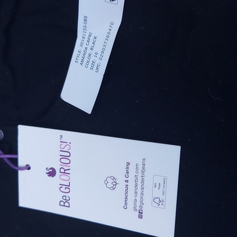 GLORIA VANDERBILT NWT Amanda Capri black jeans  built in slimming panel size 16 - Picture 4 of 7